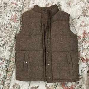 Boys Brown Herringbone Puffer Vest